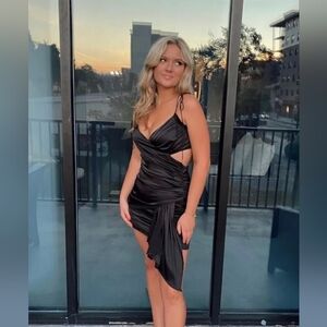 For Love & Lemons MADONNA FAUX WRAP MINI DRESS